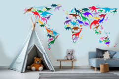 Detailed Multicolor Dinosaur World Map Product Image 6