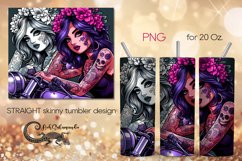 Motorcycle girl | Skinny tumbler sublimation design PLUS2 Product Image 1