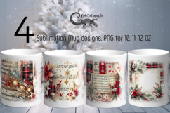 Vintage Christmas | 4 Retro Sublimation Mug designs Product Image 1