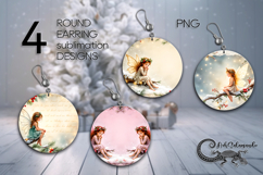 Vintage New year | Xmas Round earring Sublimation PL2 Product Image 1