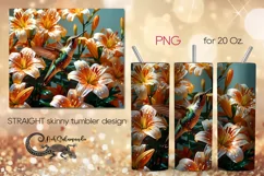 Lilies & Hummingbird | skinny tumbler Sublimation design PL2 Product Image 1
