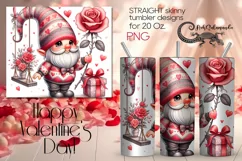 Valentine gnome | grey & pink Skinny tumbler Sublimation 2 Product Image 1