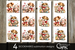 Easter dog | 4 spring bookmarks sublimation designs Product Image 1