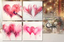 Love Hearts | 4 valentine square coaster sublimation designs Product Image 1