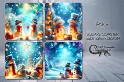 Christmas snowman | 4 square coaster sublimation designs PL2 Product Image 1