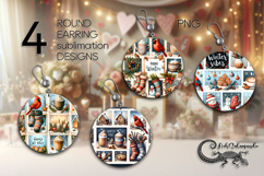 Christmas vibes | winter Round earring Sublimation design P2 Product Image 1