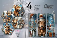 Christmas cow | 4 vintage xmas Sublimation Tumbler designs Product Image 1