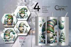 Christmas gnome | Watercolor xmas tumbler sublimation PL2 Product Image 1