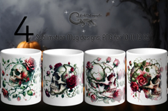Gothic Halloween | 4 skulls Sublimation Mug designs PLUS2 Product Image 1