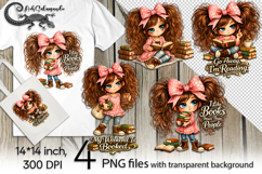 Book girl | 4 positive PNG designs Product Image 1
