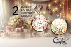 Watercolor Spring | Round Earring Sublimation design PL2 Product Image 1
