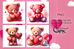 Valentine Teddy bear | 4 love square coaster sublimation P2 Product Image 1