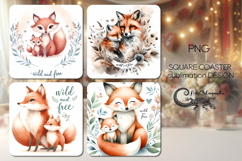 Mother&#039;s day fox | love square coaster sublimation design P2 Product Image 1