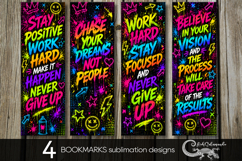 Neon Graffiti Bookmark Set | 4 bookmarks sublimation designs Product Image 1