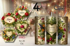 Vintage Love| 4 Skinny tumbler sublimation designs P2 Product Image 1
