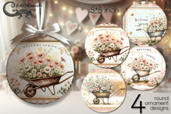 Vintage spring | 4 round ornaments sublimation designs P2 Product Image 1