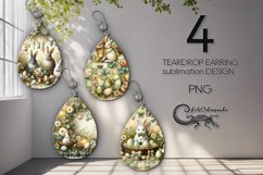 Vintage Easter flowers | Teardrop Earring Sublimation PL2 Product Image 1