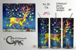 Folk xmas Deer | Skinny tumbler sublimation design PLUS2 Product Image 1