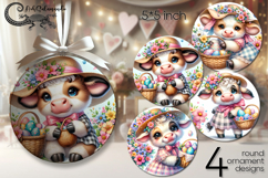 Easter cow | 4 round ornaments sublimation designs P Product Image 1