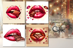 Valentine lips | 4 square coaster sublimation designs P2 Product Image 1