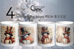Cute Christmas Snowman | 4 retro Sublimation Mug designs P2 Product Image 1