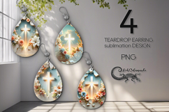Cross &amp; wall | faith Sublimation Teardrop Earring design P2 Product Image 1