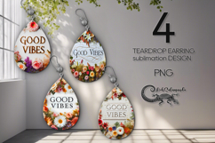 Motivating inscription 3 | 8 Teardrop earring sublimation P2 Product Image 1