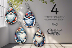 Gnome BeachLife | 4 Teardrop earring Sublimation designs P2 Product Image 1