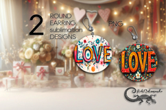 Boho Inscription | hippie Round earring sublimation design 2 Product Image 1