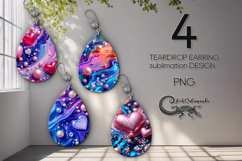 Love Pearls | 4 love teardrop earring Sublimation designs P Product Image 1