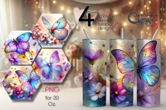 Butterfly | 4 watercolor skinny tumbler Sublimation designs Product Image 1