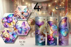 Butterfly | 4 watercolor skinny tumbler Sublimation designs Product Image 1