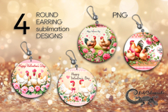 Valentine farmhouse | 4 Round earring Sublimation designs P2 Product Image 1