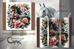 Horse | tatoo style skinny tumbler Sublimation design PLUS2 Product Image 1