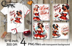 Christmas Pin up Girl | 4 retro PNG Sublimation designs P2 Product Image 1