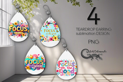 Motivating inscriptions 4 | Teardrop earring sublimation P2 Product Image 1