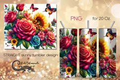 Butterfly & sunflower | Skinny tumbler Sublimation design P2 Product Image 1