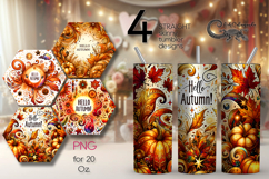 Hello Autumn, Fall | 4 Skinny Tumbler Sublimation designs P2 Product Image 1