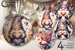 Valentine gnome | love round ornaments sublimation design P2 Product Image 1