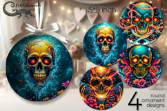Flower &amp; skull | gothic round ornaments sublimation PL2 Product Image 1