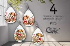 Easter animals | Teardrop Earring Sublimation design PL2 Product Image 1
