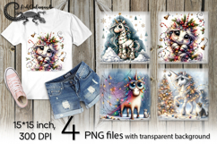Watercolor christmas Character | 4 PNG Sublimation designs P Product Image 1