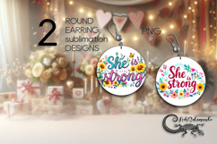 Motivating inscription | Round earring sublimation design P2 Product Image 1