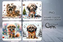 Christmas dog | 4 square coaster sublimation designs PLUS Product Image 1