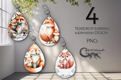 Mother&#039;s day | fox teardrop earring sublimation design PLUS2 Product Image 1