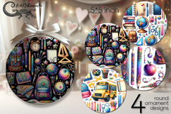 Back to school | 4 Round ornament sublimation designs P2 Product Image 1