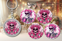 Skull and coffee | Halloween Car coaster &amp; key chain PL2 Product Image 1