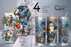 Christmas cow | 4 retro xmas Sublimation Tumbler designs Product Image 1