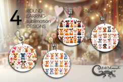 Valentine dogs | 4 love Round Earring sublimation designs P2 Product Image 1