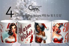 Christmas Pin up Girl | 4 vintage Sublimation Mug design PL2 Product Image 1